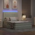 vidaXL LED úložná posteľ s matracom Svetlosivá 140 x 190 cm Zamat