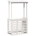 vidaXL Vonkajší barový stolík so strechou biely 112,5x57x195,5cm masív