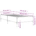 vidaXL Posteľný rám dymový dub 75x190 cm kompozitné drevo a kov