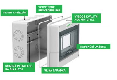 Elektroinštalačný rozvádzač Adelid APV-RH-12, 1x12M IP65, IK08 Elektroinstalační rozvaděč Adelid APV-RH-12, 1x12M IP65, IK08