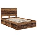 vidaXL Rám postele Staré drevo 120 x 200 cm Masívne borovicové drevo