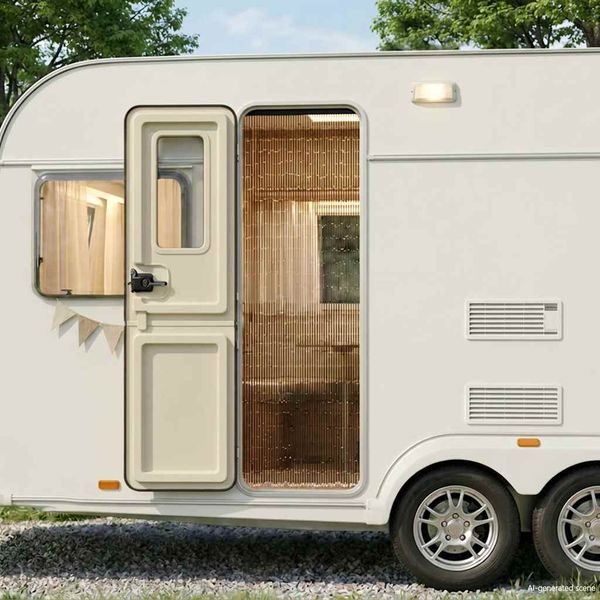 vidaXL Dverový záves proti hmyzu pre obytný automobil tmavošedá 56x185 cm bambus