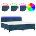 vidaXL Posteľný rám boxsping matrac a LED tmavomodrý 180x200 cm zamat