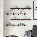 vidaXL Nástenné police 8 ks hnedý dub 40x10x1,5 cm kompozitné drevo