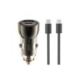 XO car charger CC60 60W 1x USB 1x USB-C black + USB-C - USB-C cable