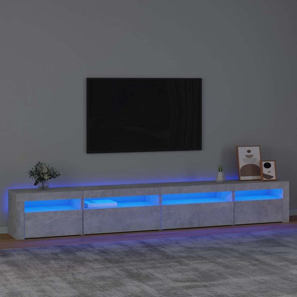 vidaXL TV skrinka s LED svetlami betónová sivá 270 x 35 x 40 cm