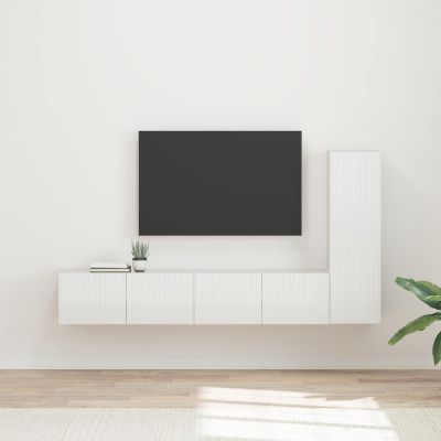 vidaXL Zostava TV skriniek 3 pcs Vysoký lesk bielej Kompozitné drevo