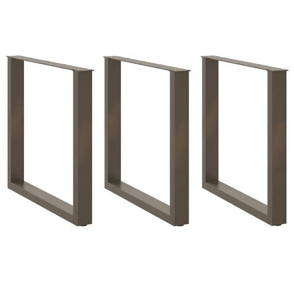 vidaXL Nohy k jedálenskému stolu v tvare U, 3 ks, prírodná oceľ, 90 x (72-73) cm, oceľ