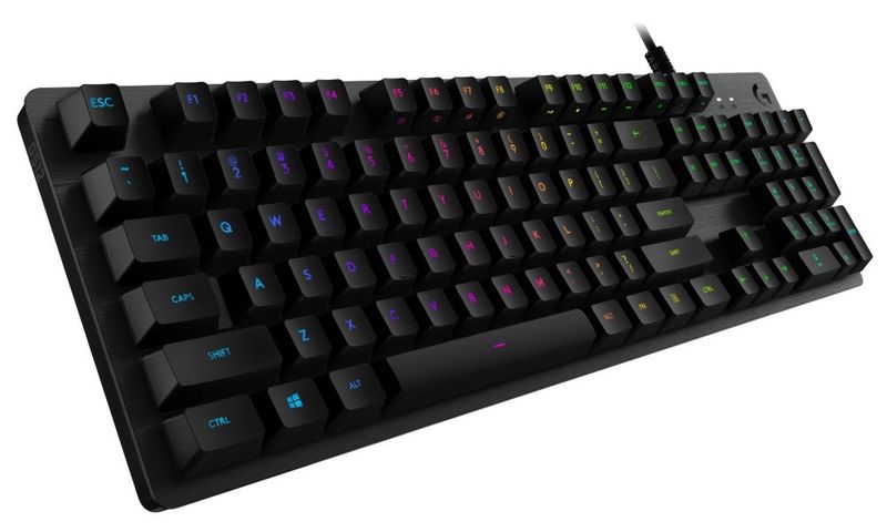 Logitech herná klávesnica G512 LIGHTSYNC RGB/ mechanická/ GX Brown/ USB/ US layout/ Carbon Klávesnica, herná, drátová, mechanická, GX Brown, RGB podsvietenie, US layout, USB, čierna