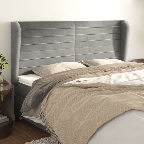 vidaXL Čelo postele so záhybmi bledosivé 163x23x118/128 cm zamat