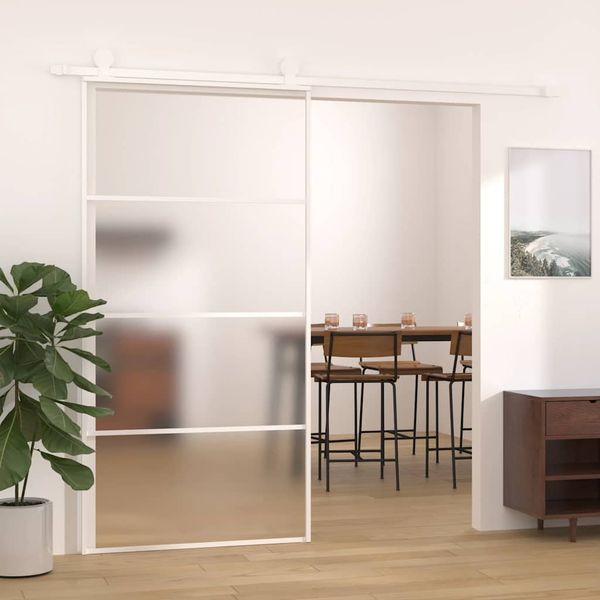 vidaXL Posuvné dvere nepriehľadné ESG sklo a hliník 102,5x205 cm biele