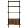 vidaXL 5-poschodová polica so skrinkou 80x40x163cm oceľ a sprac. drevo