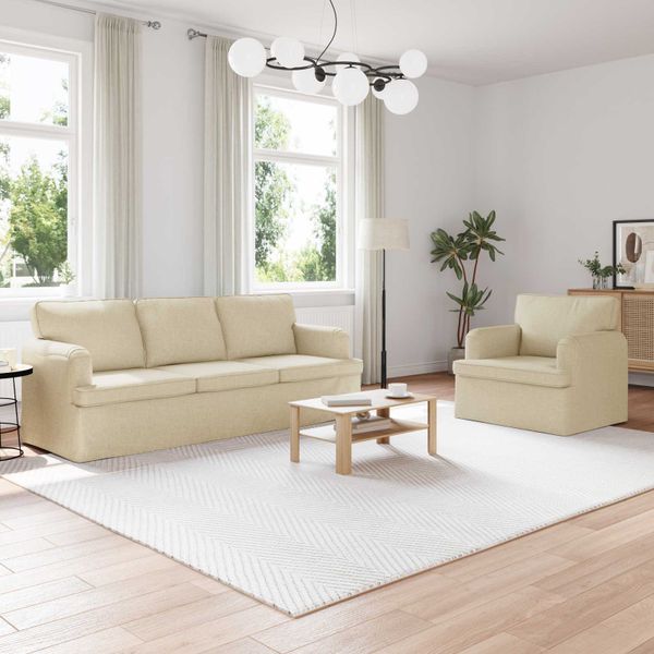 vidaXL Sada pohoviek 2 pcs Krémová 201 x 80 x 85 cm látka