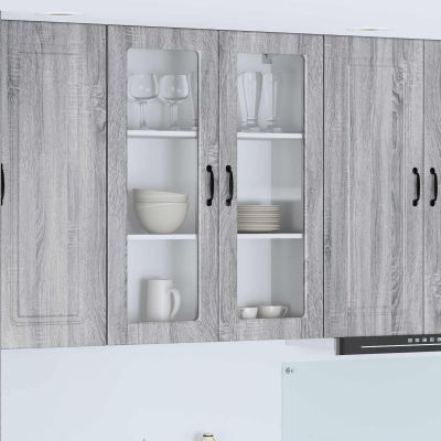 vidaXL Nástenný sklenený kabinet PORTO Sivý Sonoma 80 x 31 x 100 cm