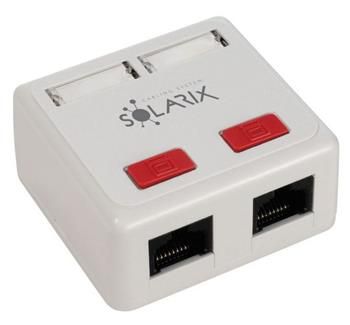 Solarix - zásuvka CAT5E UTP 2 x RJ45 na omietku biela