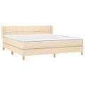 vidaXL Posteľný rám boxspring s matracom krémový 160x200 cm látka