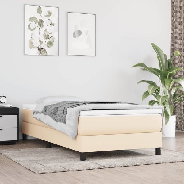 vidaXL Matrac s taštičkovými pružinami stredná tvrdosť krémový 90x200x20 cm látka