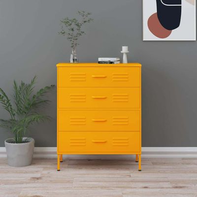 vidaXL Zásuvková skrinka horčicovo-žltá 80x35x101,5 cm oceľ
