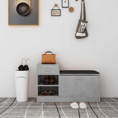 vidaXL Lavica na topánky betónová sivá 94,5x31x57 cm kompozitné drevo