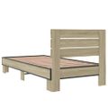 vidaXL Posteľný rám dub sonoma 90x190 cm kompozitné drevo a kov