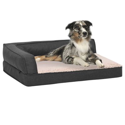 vidaXL Ergonomický matrac pre psa 60x42cm ľanový vzhľad flís tmavošedý