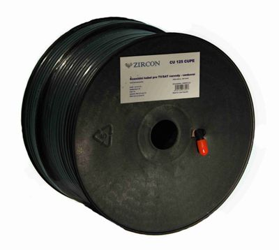 Zircon koaxiálny kábel 125 CU CUPE čierny 100 m