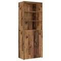 vidaXL Úložný kabinet so policami Staré drevo 70 x 42,5 x 225 cm
