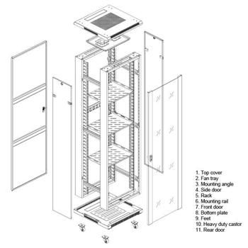 Linkbasic stojací skrine 19'' 42U 800x800 mm - čierna (presklené dvere)