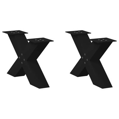 vidaXL Nohy konferenčného stolíka v tvare X, 2 ks, čierne, 60 x (30-31) cm, oceľové