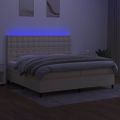 vidaXL Posteľ boxsping s matracom a LED krémová 200x200 cm látka