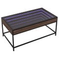 vidaXL Konferenčný stolík s nekonečnými LED hnedý dub 90x50x41 cm