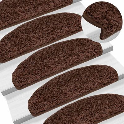 vidaXL Schodové rohože 5 ks 65x21x4 cm hnedé polkruhové veľké
