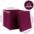 vidaXL Úložné boxy s vekom 10 ks, tmavočervené 32x32x32 cm, látka