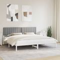 vidaXL Rám postele s čalúneným čelom Svetlosivá 200 x 200 cm