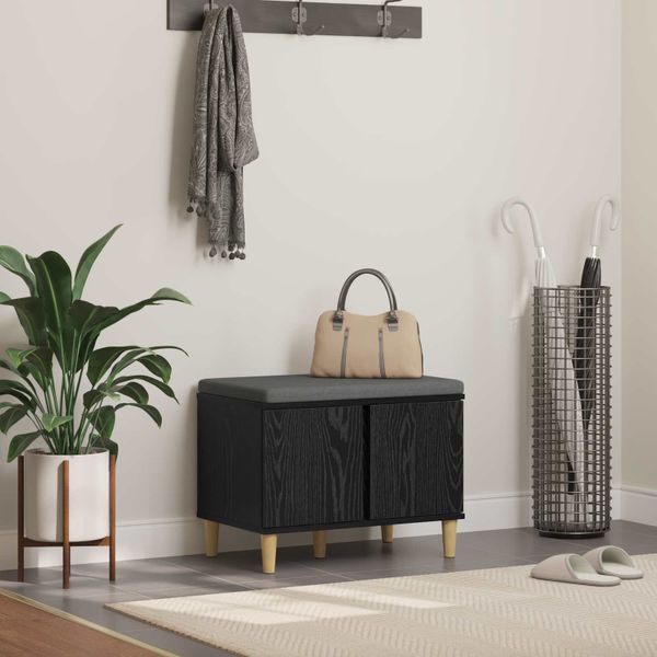 vidaXL Predsieňová lavica s vankúšom Čierny Dub 60 x 38 x 46 cm