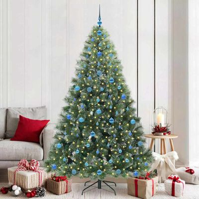 vidaXL Umelý vianočný stromček s 300 LED-i Zelená 210 cm PE a PVC