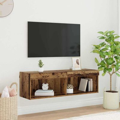 vidaXL Zostava TV skriniek s LED Nástenný Staré drevo 100 x 30 x 30 cm