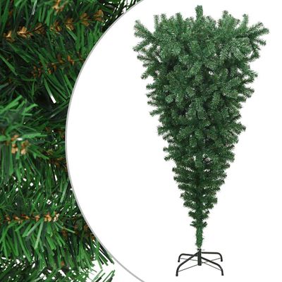 vidaXL Prevrátený umelý vianočný stromček so stojanom, zelený 180 cm