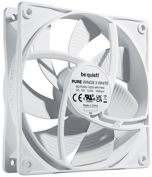 Be quiet! / ventilátor Pure Wings 3 / 120mm / PWM / 4-pin / 25,5dBA / biely Ventilátor, 120mm, Rifle ložisko, 4pin PWM, 25,5dBA, výška 25mm, biely