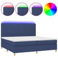 vidaXL Posteľ boxsping s matracom a LED modrá 200x200 cm látka