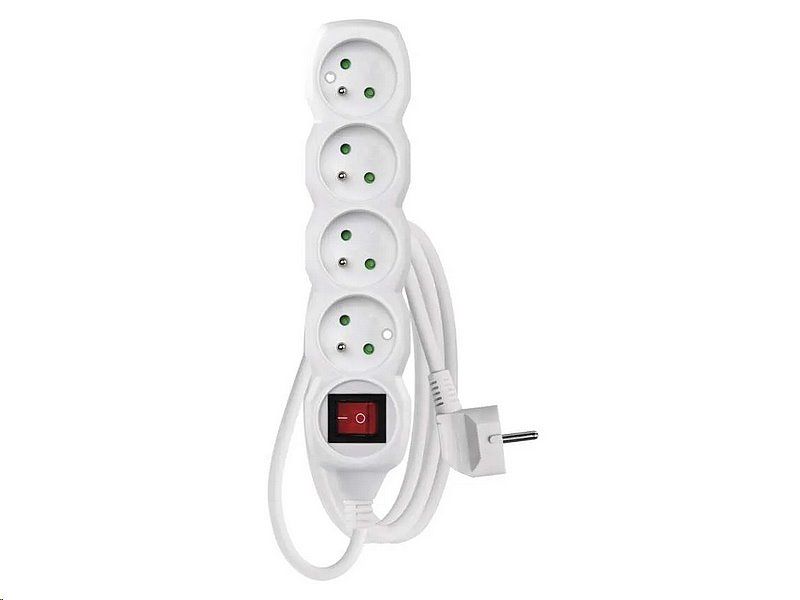 Prodlužovací kabel EMOS P1412 / 2 m / 4 zásuvky / s vypínačem / bílý / PVC / 1 mm2