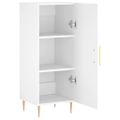 vidaXL Komoda biela 34,5x34x90 cm spracované drevo