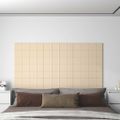 vidaXL Nástenné panely 12 ks krémové 60x15 cm látkové 1,08 m²