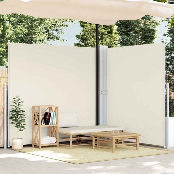 vidaXL Zaťahovacia bočná markíza krémová 200x600 cm