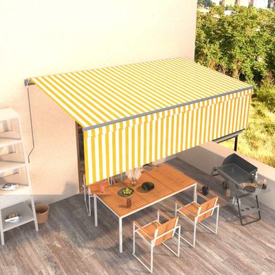 vidaXL Ručne zaťahovacia markíza s tienidlom 5x3 m žlto-biela