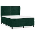 vidaXL Posteľný rám boxsping s matracom tmavozelený 140x190 cm zamat
