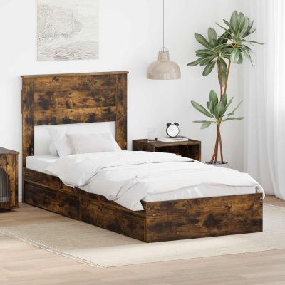 vidaXL Úložná posteľ Dymová dub 75 x 190 cm Kompozitné drevo