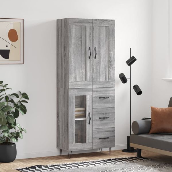 vidaXL Vysoká skrinka sivý dub sonoma 69,5x34x180 cm spracované drevo