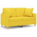 vidaXL 2-miestna pohovka s vankúšikmi svetložltá 120 cm látka