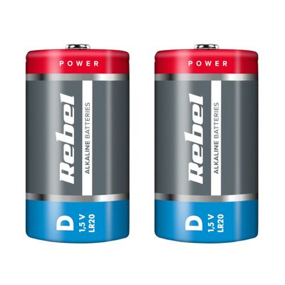 Batéria D (R20) alkalická REBEL Alkaline 2ks / shrink BAT0064